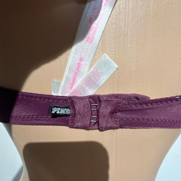 PINK Victoria's Secret Maroon Wear Everywear Underwire Push Up Bra Size 32B - Picture 3 of 5
